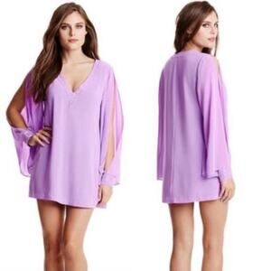New! MARCIANO by Guess‎ Soft Lavender Split Sleeve Chiffon mini Dress/ top, S